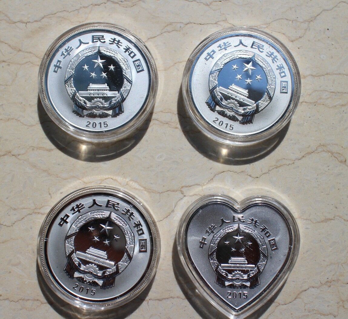 China 2015 One Set of 4 Pcs of 1oz Silver Coins - Chinese Auspicious Culture - Fresh Stock Dated February 2026