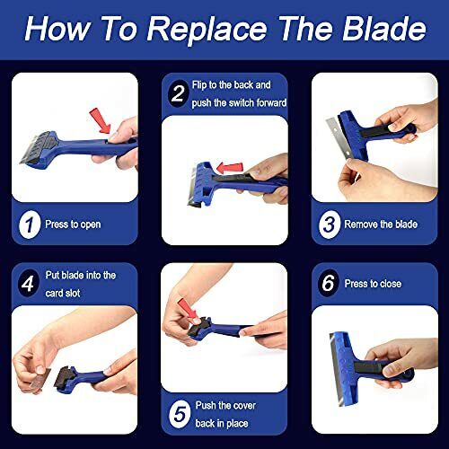 Razor Blade Scraper, Scraper Tool with 10PCS Extra Replacement Metal Blades - Fresh Stock Dated February 2026