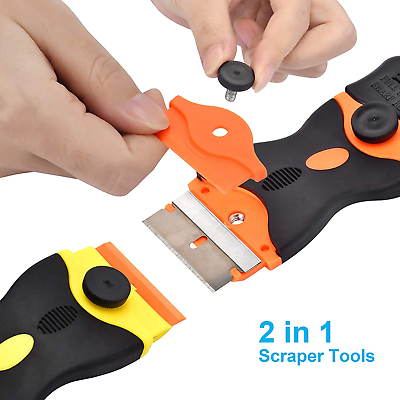 Razor Blade Scraper Set Mini Plastic Floor Scraper Caulk Removal Tools 2 in1 - Fresh Stock Dated February 2026