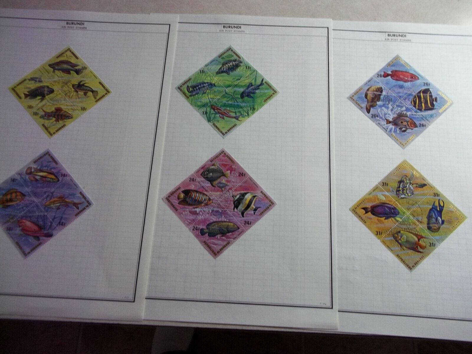 BURUNDI FISH STAMPS Scott 449-54, C207-212 Used CTO AFRICA  2 PICTURES - Fresh Stock Dated December 2025