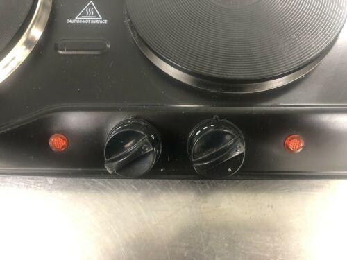 Ovente Electric Cast Iron Burner 7 Inch Double Hot Plate Compact Cooktop BGS102B - Fresh Stock Dated December 2025