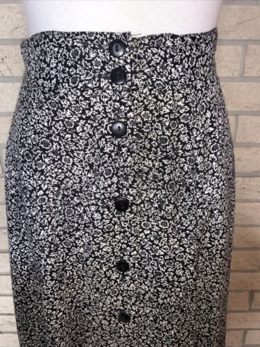Vintage 1980s 40s Style Black & White Long Button Down Princess Seam Skirt Retro - Fresh Stock Dated February 2026