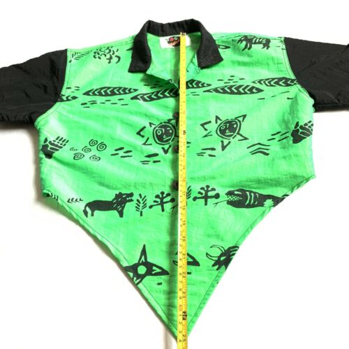 Vintage Surf Fetish Shirt Crop Top Button Front Neon Green Black Graphics - Fresh Stock Dated February 2026