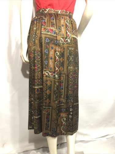 Nordstrom Point Of View Mustard Paisley Print Pleated Long Skirt Size 10 England - Fresh Stock Dated February 2026
