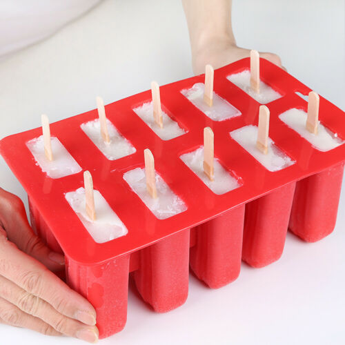 10 Cell DIY Frozen Ice Cream Mold Silicone Popsicle Maker Lolly Mould Ice Tray - Fresh Stock Dated December 2025