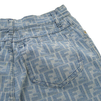 FENDI Vintage Zucca Pattern Denim Skirt Blue Italy Authentic AK31576c - Fresh Stock Dated February 2026