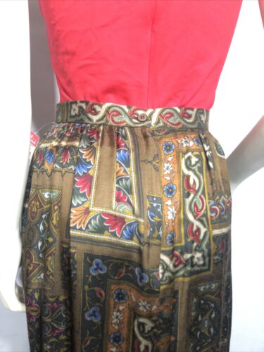 Nordstrom Point Of View Mustard Paisley Print Pleated Long Skirt Size 10 England - Fresh Stock Dated February 2026