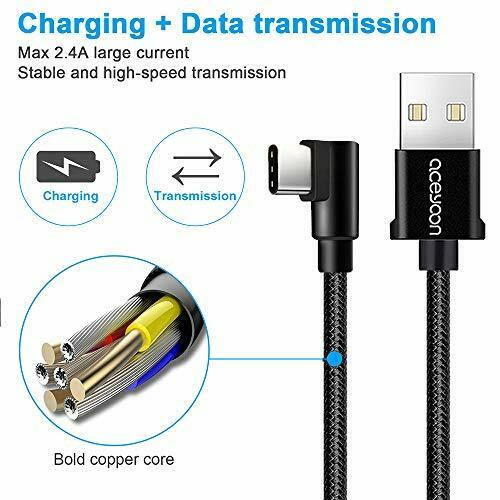 [3 Pack] aceyoon 1ft USB C 90 Degree Cable Braided Right Angle USB C 30cm L Type - Fresh Stock Dated February 2026