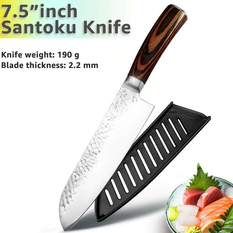 5PCS Kitchen Knife Set Japanese Chef Knives Carbon Stainless Steel Blade Vintage - Fresh Stock Dated December 2025
