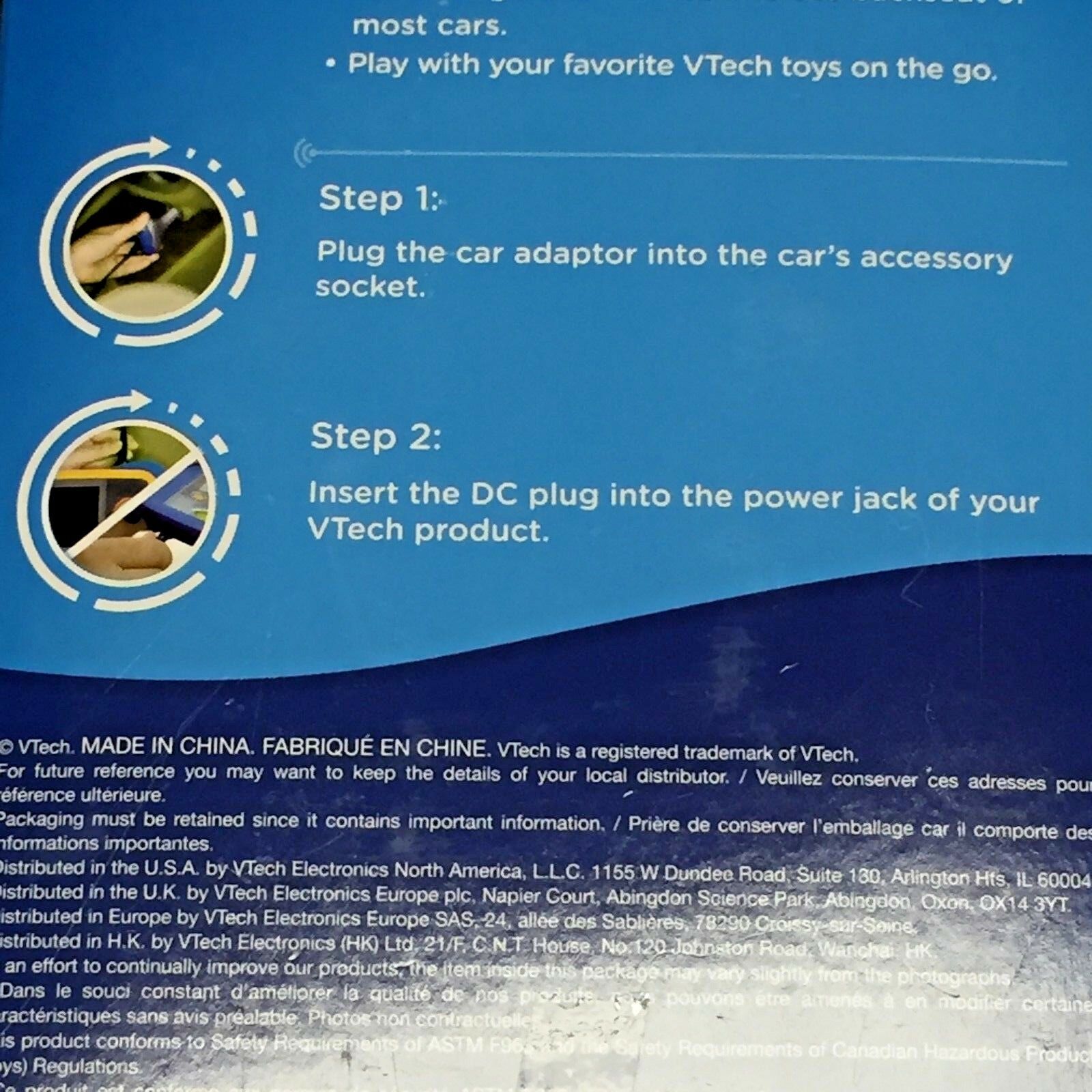 NEW~ VTech Car Adaptor ~ SILVER AND BLUE - Fresh Stock Dated February 2026