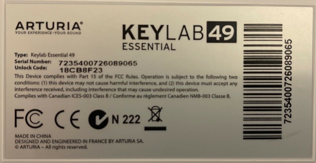 ARTURIA KEYLAB 49 ESSENTIAL MIDI KEYBOARD CONTROLLER W/ EXTRA - Fresh Stock Dated February 2026