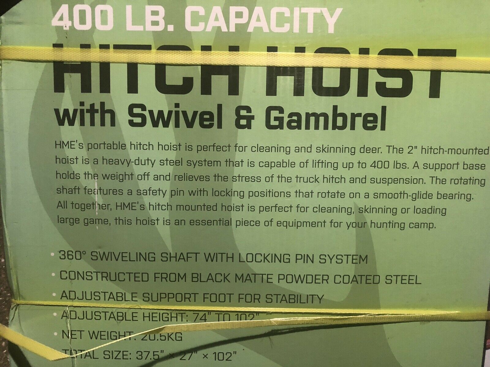 Big Game Hoist 360° Swivel Hitch Mounted 400# Skinning Irrigating Cleaning Aging - Fresh Stock Dated December 2025