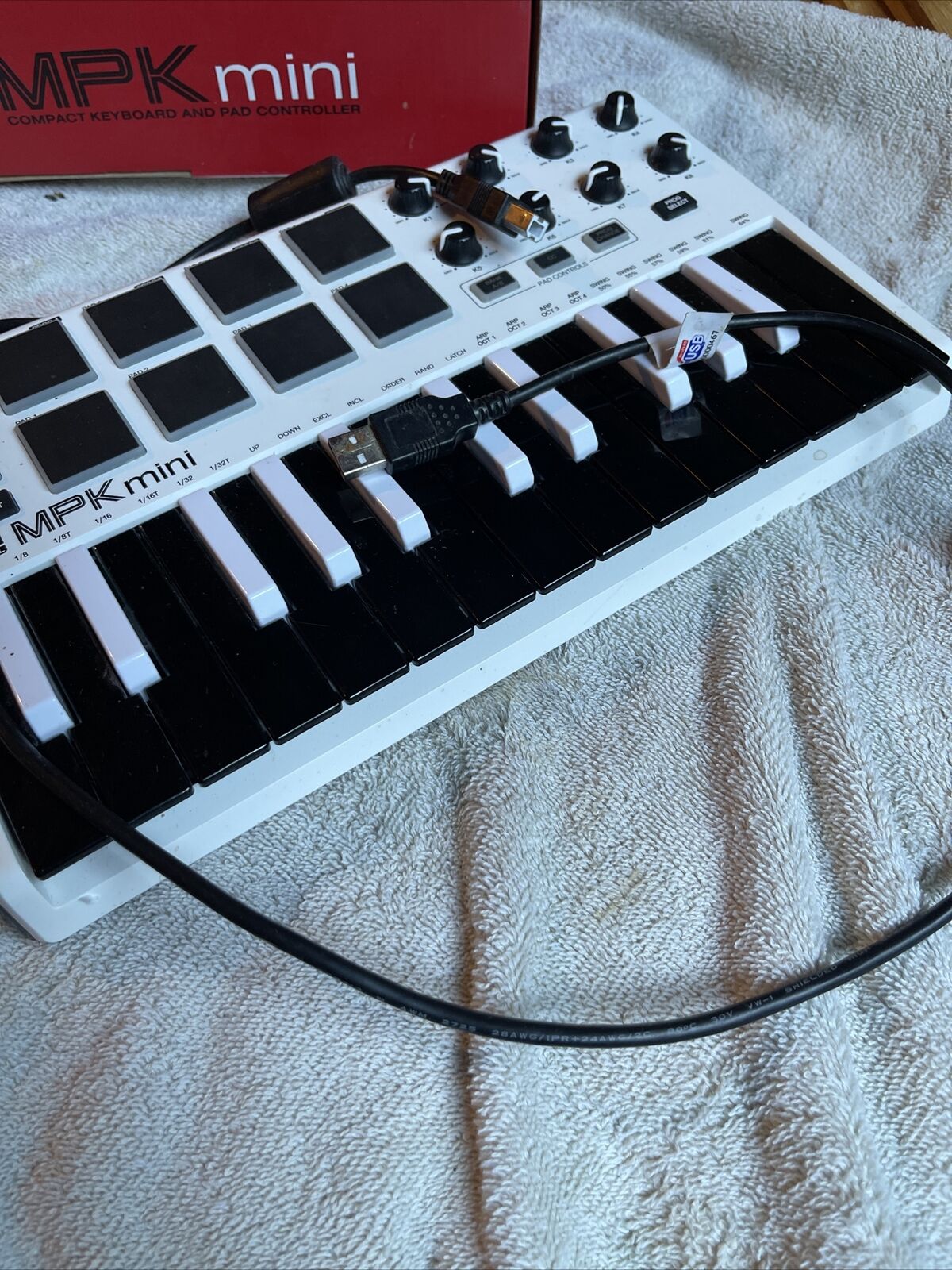 Akai Professional MPKMINIWHITE MKII Compact Keyboard and Pad Controller - White - Fresh Stock Dated February 2026