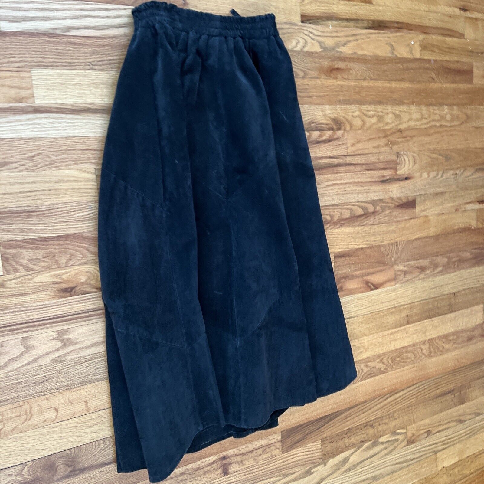 Etosha Vintage 80s-90s Long Black Suede Leather Skirt Sz S Lined Elastic waist￼ - Fresh Stock Dated February 2026