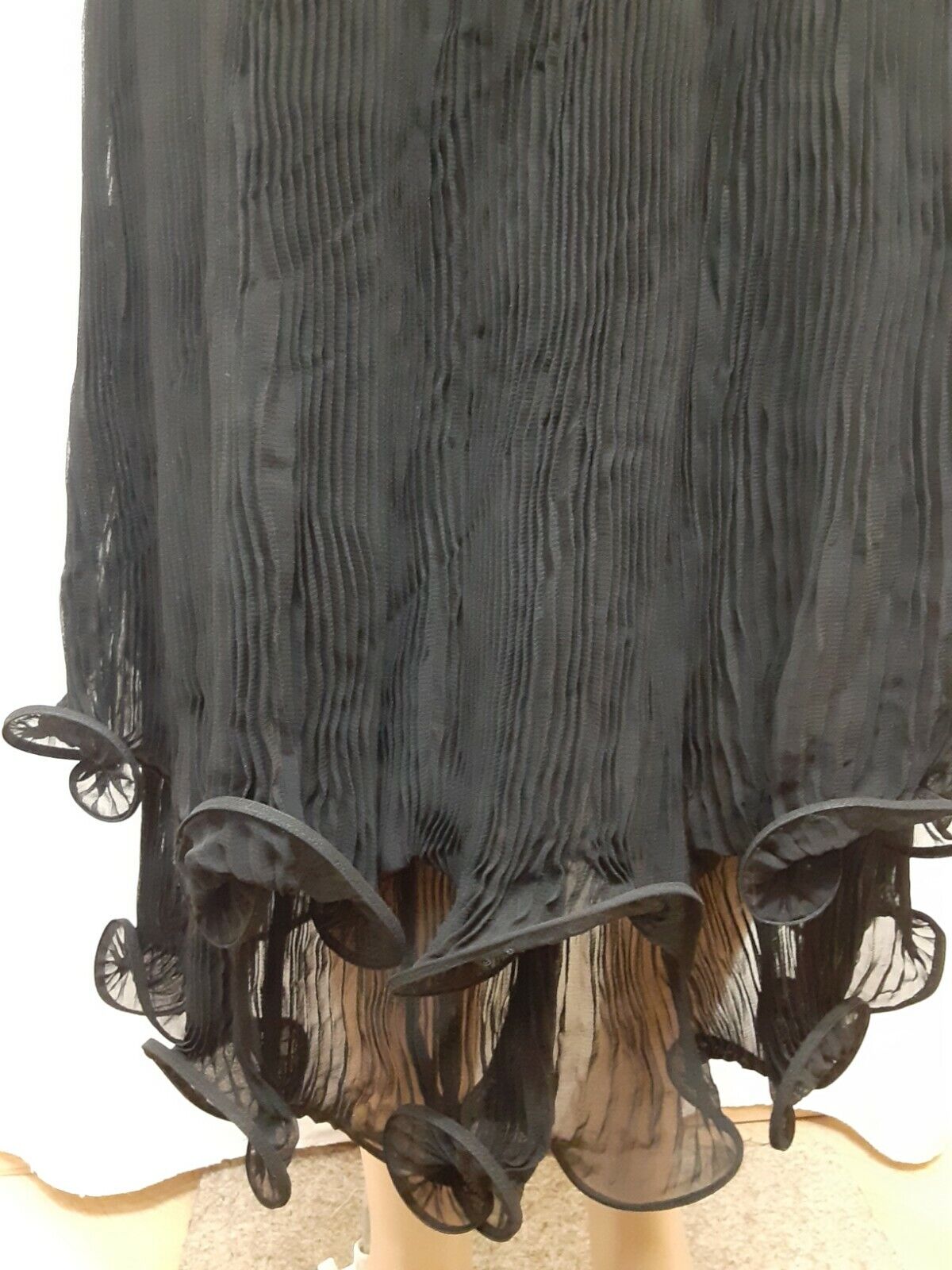 Vintage Lolita Lempicka Long Black Layered Mini Pleats Skirt Made In France 6 - Fresh Stock Dated March 2026