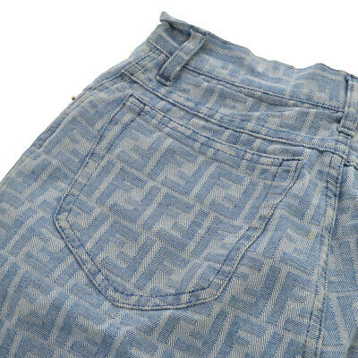 FENDI Vintage Zucca Pattern Denim Skirt Blue Italy Authentic AK31576c - Fresh Stock Dated February 2026