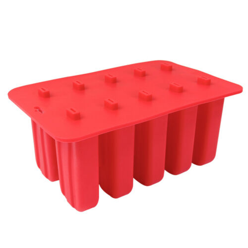 10 Cell DIY Frozen Ice Cream Mold Silicone Popsicle Maker Lolly Mould Ice Tray - Fresh Stock Dated December 2025