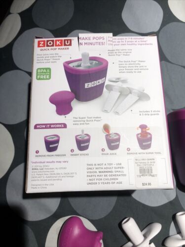 Zoku Single Quick Pop Maker Purple Open Box Complete W/Manual. NO RESERVE! - Fresh Stock Dated December 2025