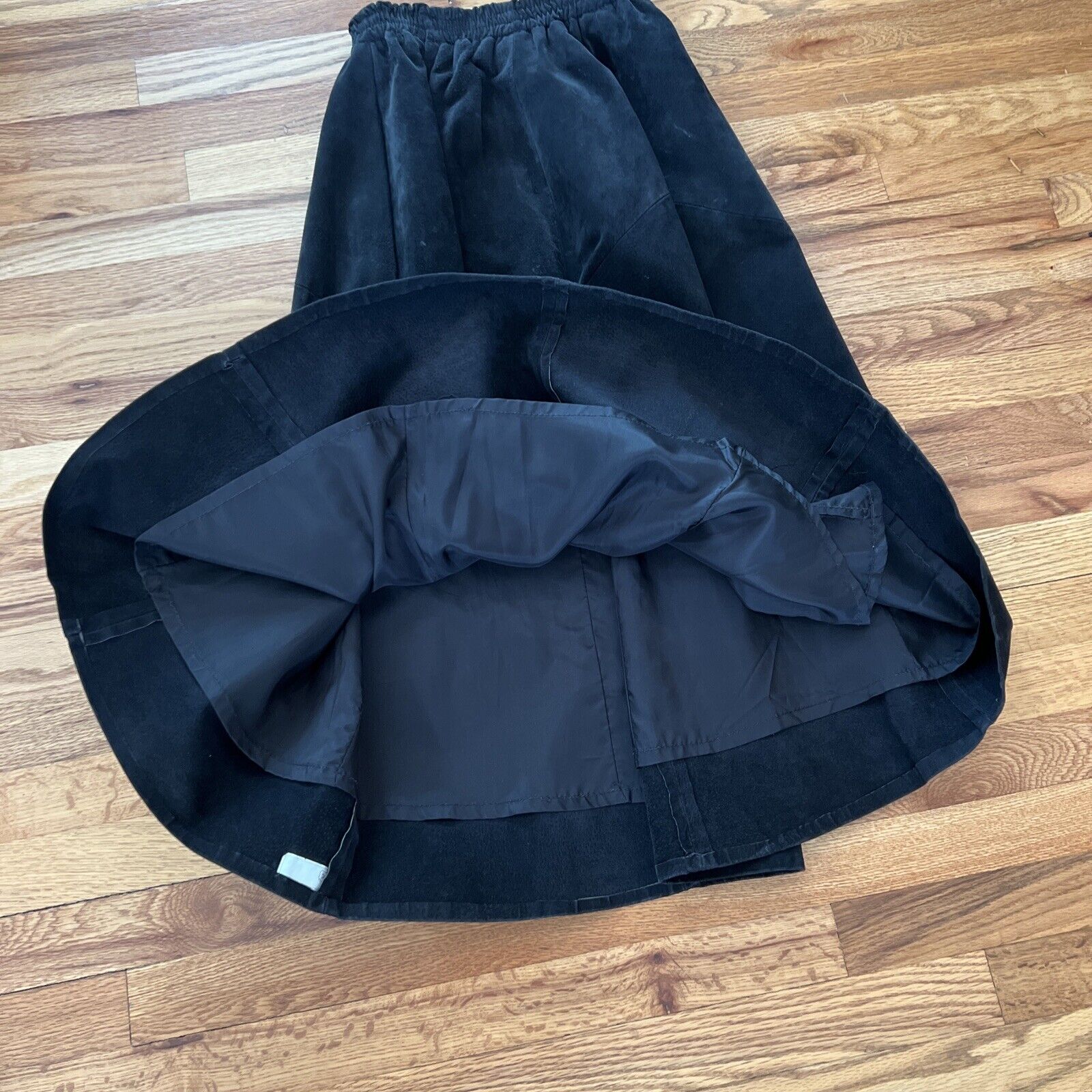 Etosha Vintage 80s-90s Long Black Suede Leather Skirt Sz S Lined Elastic waist￼ - Fresh Stock Dated February 2026