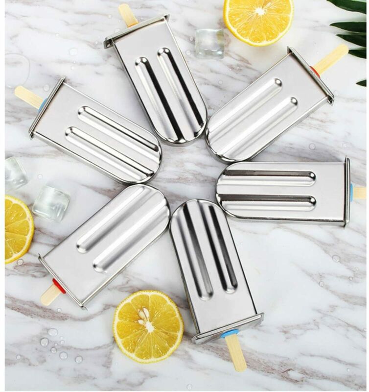 10PCS Stainless Steel Ice Lolly Popsicle Molds Kit Ice Pop Makers w/ Tray Sticks - Fresh Stock Dated December 2025