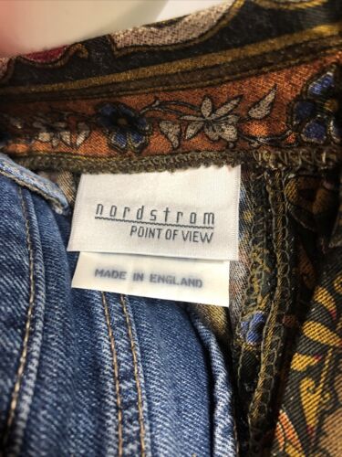 Nordstrom Point Of View Mustard Paisley Print Pleated Long Skirt Size 10 England - Fresh Stock Dated February 2026