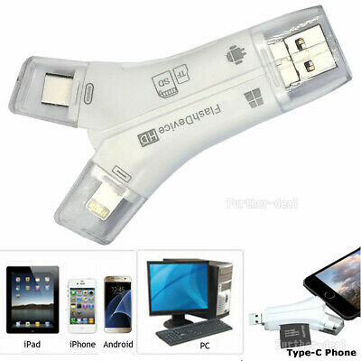 USB Flash Drive TF SD Card Reader for IOS iPhone Macbook iPad Type-C OTG Android - Fresh Stock Dated February 2026