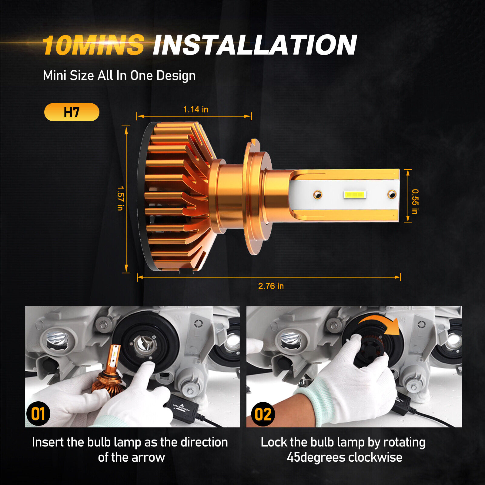 AUXBEAM H7 LED Headlight Bulbs White 6000K fit for BMW S1000RR 2009-2018 S1000XR - Fresh Stock Dated February 2026