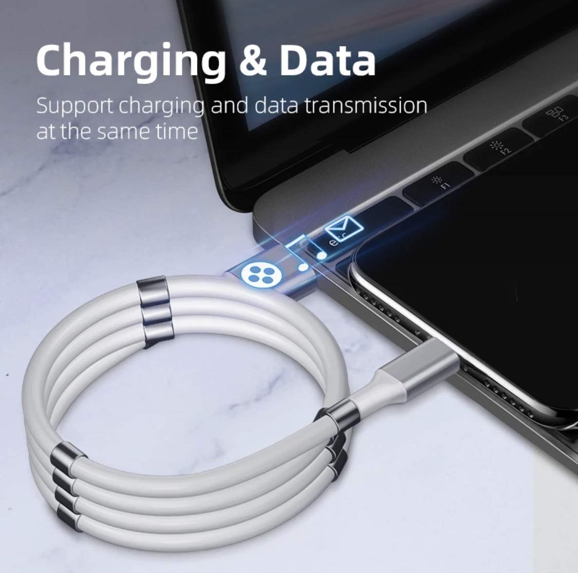 New Magnetic Charging Cable Usb-Lighting New Winding nology Very Organized 3Ft L - Fresh Stock Dated February 2026