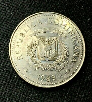 1989 Dominican Republic 25 Centavos Coin XF   World Coin   Nickel Steel   #K1139 - Fresh Stock Dated February 2026
