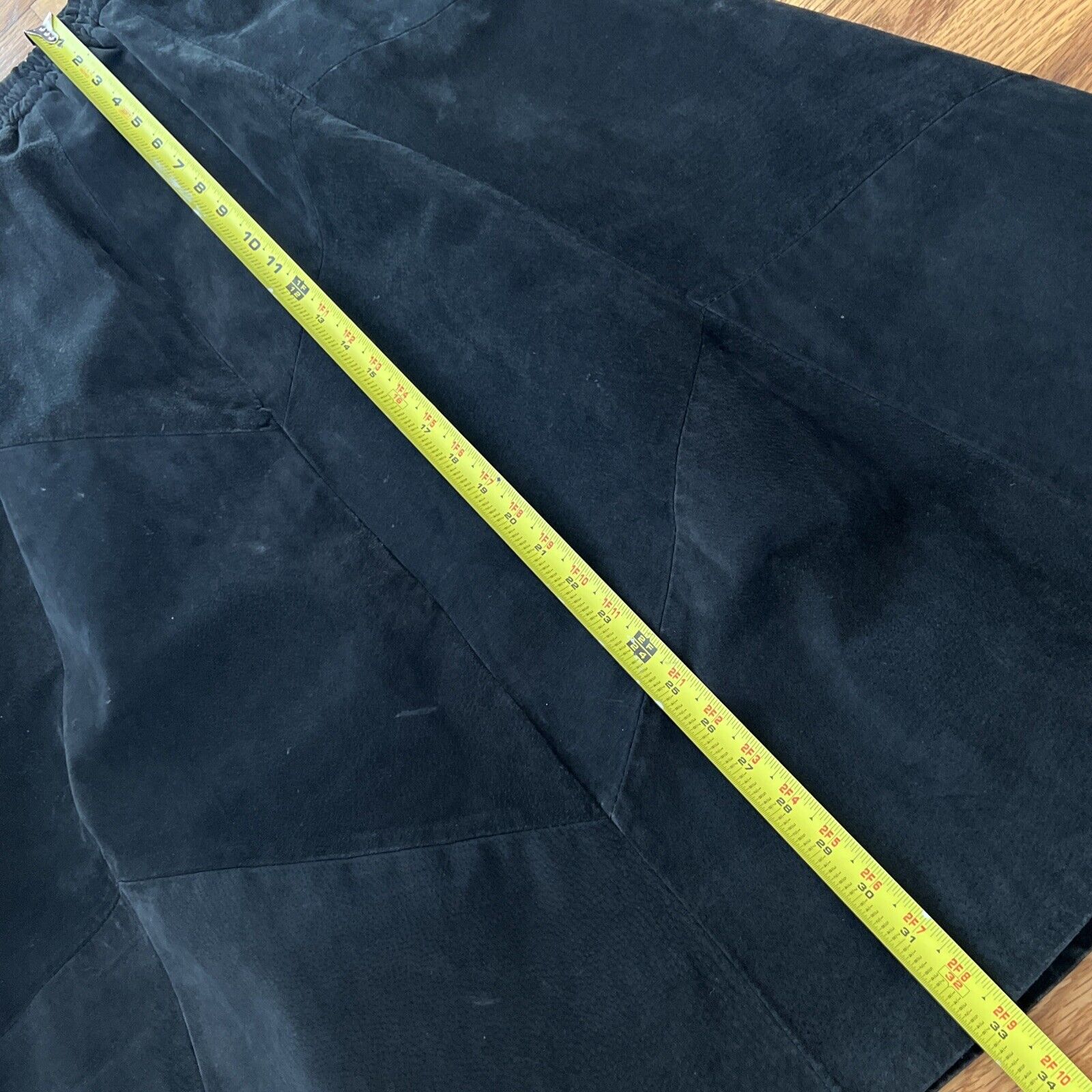 Etosha Vintage 80s-90s Long Black Suede Leather Skirt Sz S Lined Elastic waist￼ - Fresh Stock Dated February 2026