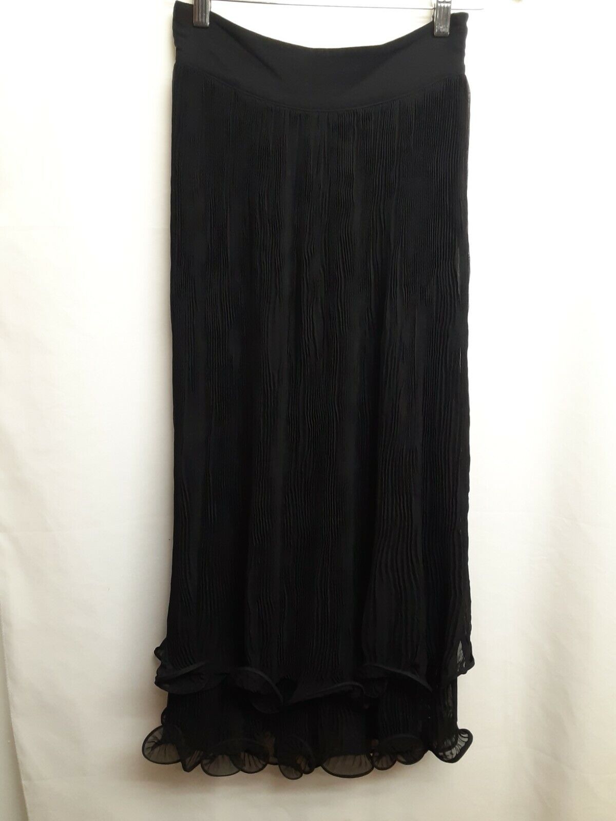 Vintage Lolita Lempicka Long Black Layered Mini Pleats Skirt Made In France 6 - Fresh Stock Dated March 2026