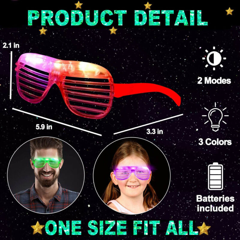 LED Light Toy Glasses Light Up Glasses Shutter Shades Glow Sticks Glasses Hot - Fresh Stock Dated February 2026