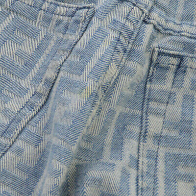 FENDI Vintage Zucca Pattern Denim Skirt Blue Italy Authentic AK31576c - Fresh Stock Dated February 2026