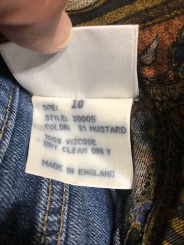 Nordstrom Point Of View Mustard Paisley Print Pleated Long Skirt Size 10 England - Fresh Stock Dated February 2026