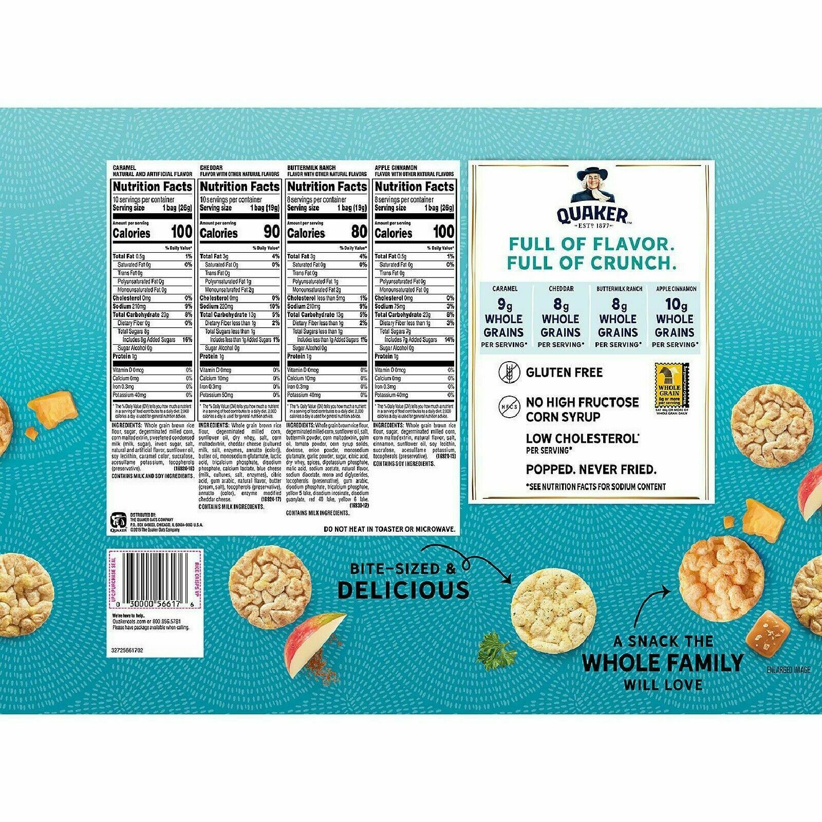 3-PK Quaker Rice Crisps Variety Pack (36 ct./ea) 108 ct. Total Fresh ~ Free Ship - Fresh Stock Dated December 2025
