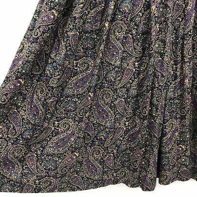 Giorgio Sant' Angelo Vintage Skirt 6 Pleated Midi Paisley Pockets Rayon Purple - Fresh Stock Dated March 2026