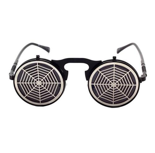 Vintage Steampunk Metal Flip-Up Round Sunglasses Halloween Cosplay Glasses Props - Fresh Stock Dated February 2026