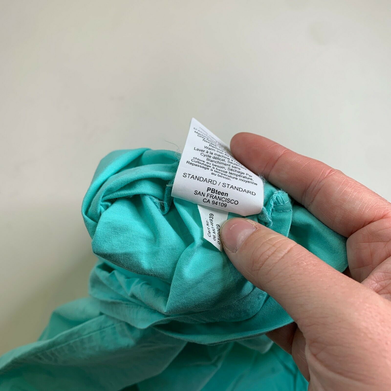 Pottery Barn PB Teen Pillow Case Color Green Standard Size 1 100% cotton - Fresh Stock Dated December 2025