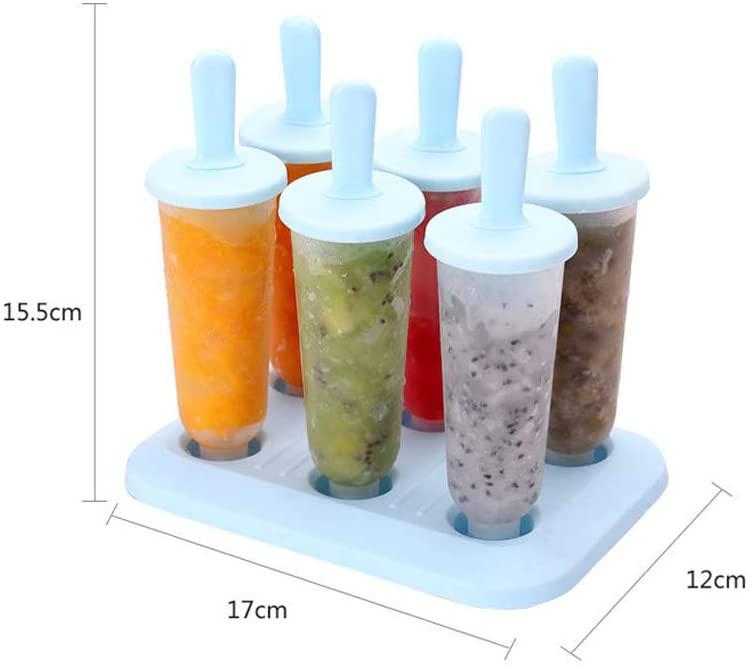 6 Grids Popsicle Molds Ice Pop Makers Ice Pop Molds Plastic Popsicle Mold Tray - Fresh Stock Dated February 2026