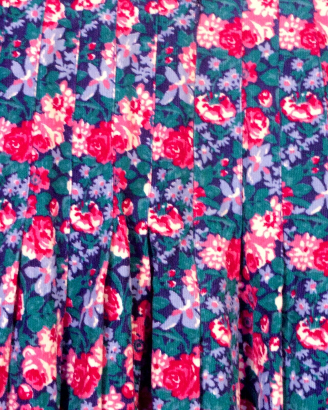 vintage Laura Ashley GB Pleated Floral Corduroy A-Line Skirt Fine cottagecore 8 - Fresh Stock Dated March 2026