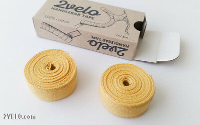 2Velo TOP COTTON Vintage HANDLEBAR TAPE vintage yellow - Fresh Stock Dated December 2025