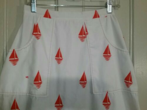 VINTAGE Vested Gentress Women's Orange White Sailboats Nautical Pockets Skirt 10 - Fresh Stock Dated February 2026