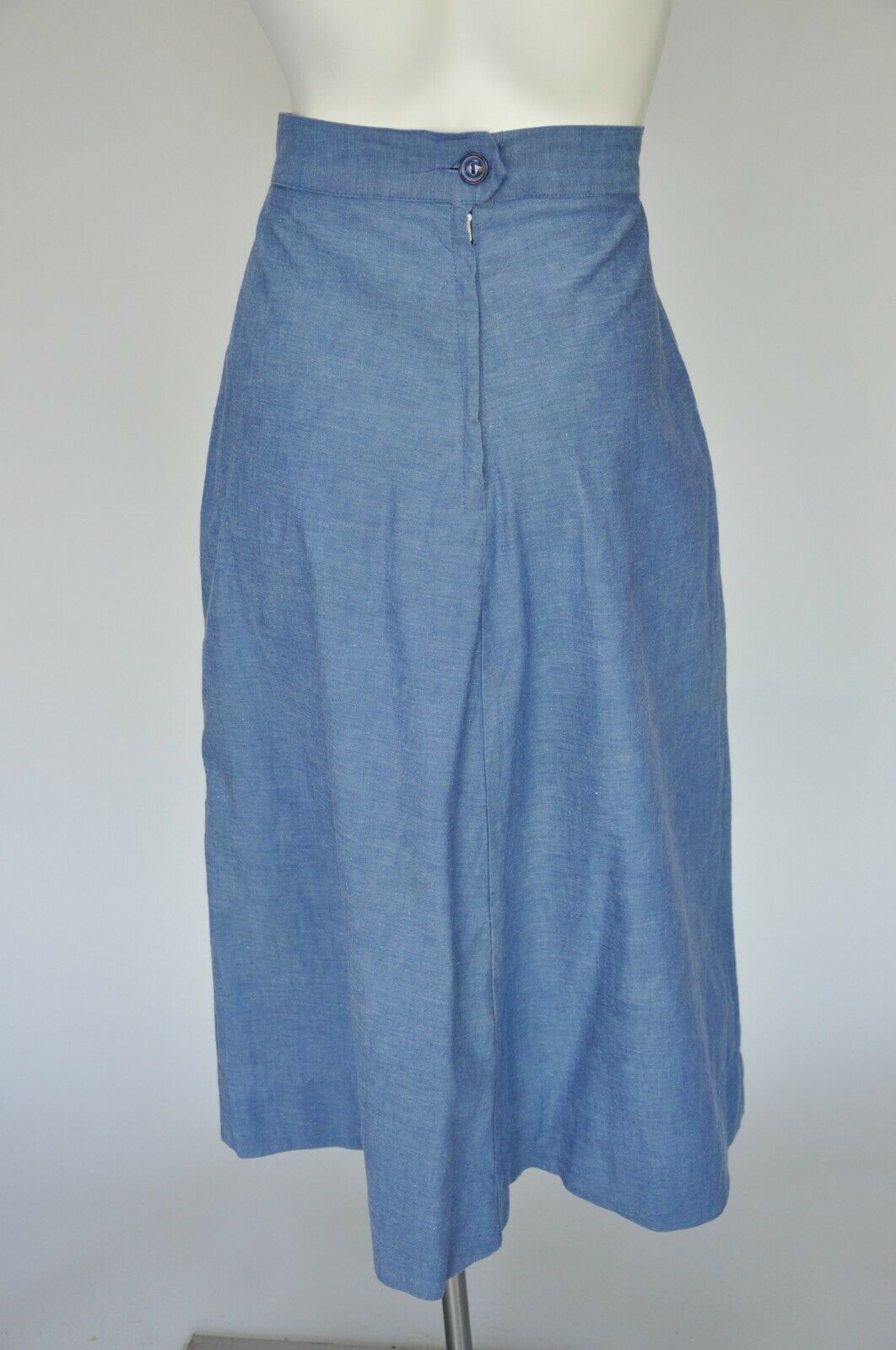 VTG Vintage 50s 1950s Dark Denim A Line Skirt Pockets High Waist Tab Detail S/M - Fresh Stock Dated March 2026