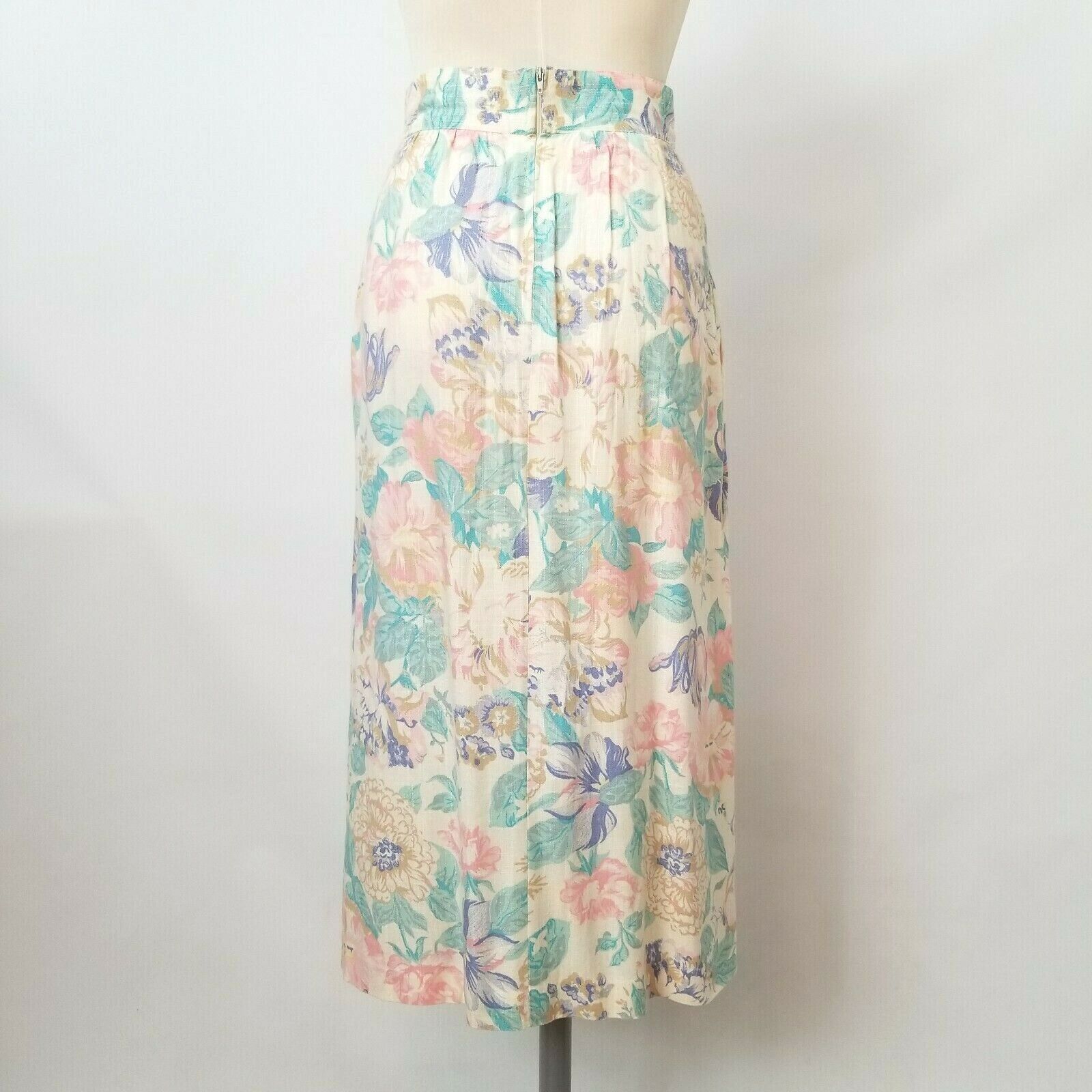 Vintage 80s 90s Flowy Skirt Easter High Waisted Floral Pastel Pockets Clyde S 3 - Fresh Stock Dated March 2026