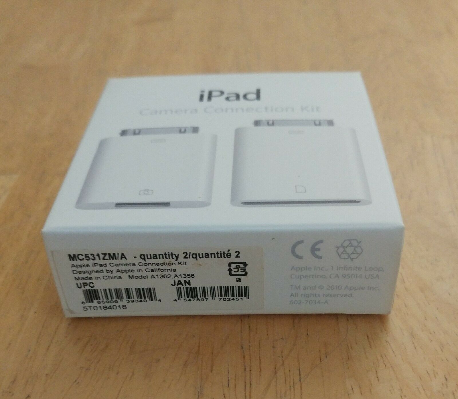 iPad camera connection kit: MC531ZM/A (A1362 + A1358) - Fresh Stock Dated February 2026