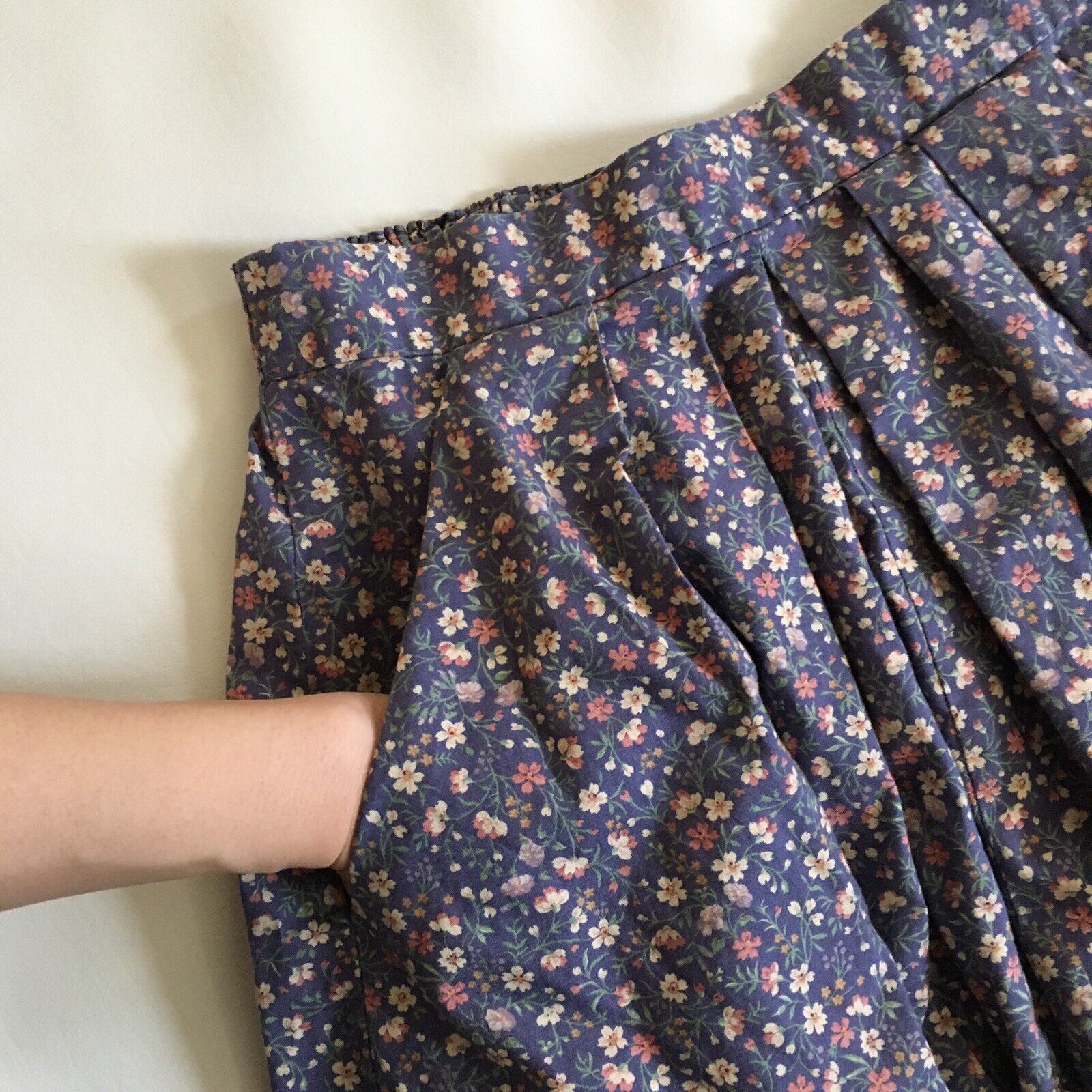 Vtg Homemade Skirt Midi Pocket Floral Cottagecore Peasant Waist 27” M - Fresh Stock Dated March 2026