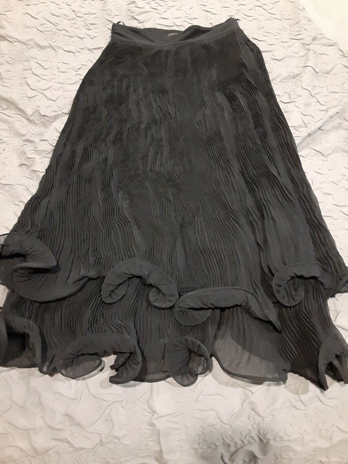 Vintage Lolita Lempicka Long Black Layered Mini Pleats Skirt Made In France 6 - Fresh Stock Dated March 2026
