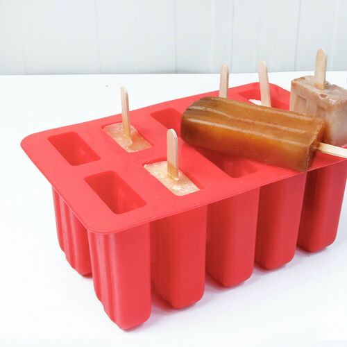 10 Cell DIY Frozen Ice Cream Mold Silicone Popsicle Maker Lolly Mould Ice Tray - Fresh Stock Dated December 2025