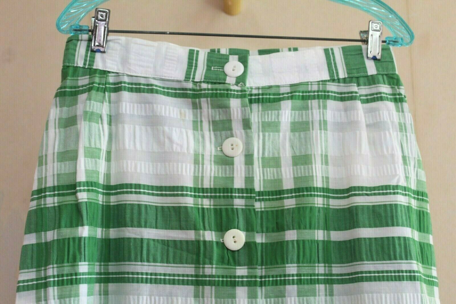 Fritzi Vintage 1970s Womens M L Cotton Blend Seersucker Maxi Skirt Button Plaid - Fresh Stock Dated February 2026