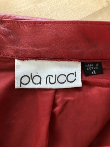 Vtg 70s/80s PIA RUCCI Red Leather Pencil Wiggle Skirt New Wave Punk High Waist - Fresh Stock Dated December 2025
